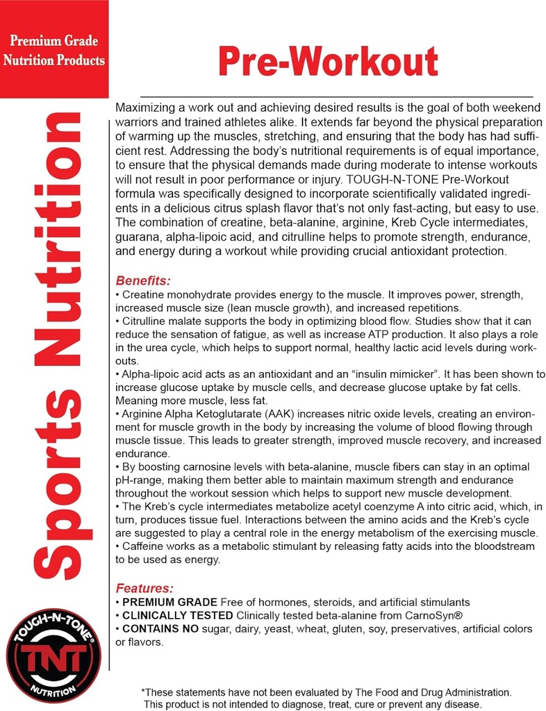 Pre-Workout Formula - Energy, Stamina & Endurance