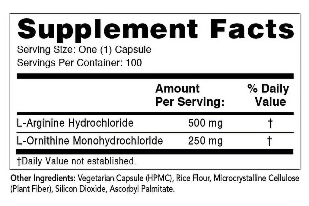 Olympian Labs Arginine and Ornithine - 100 Vegetarian Capsules