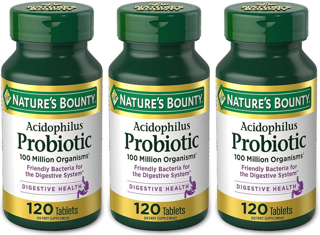 Nature'S Bounty Probiotic Acidophilus Tablets, 120 Ea (Pack of 3)