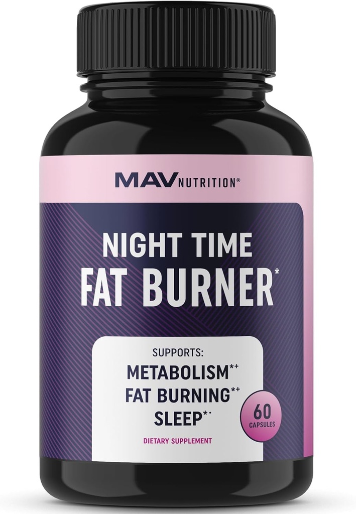 MAV NUTRITION Weight Loss Pills Night Time Fat Burner for Women & Men | Sleep Aid Diet Pills, Appetite Suppressant, Metabolism Boost, Carb Blocker; 60 Count