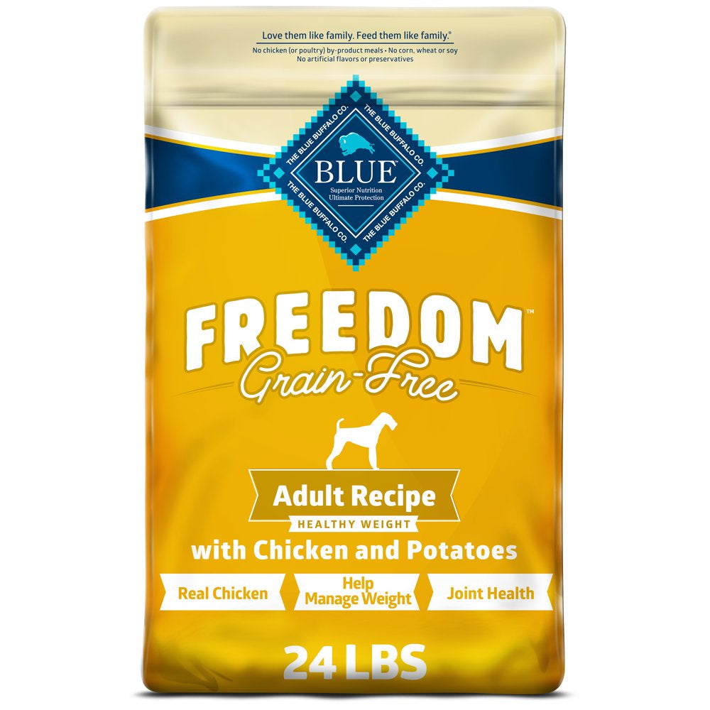 Blue Buffalo Freedom Healthy Weight Chicken Dry Dog Food for Adult Dogs, Grain-Free, 24 Lb. Bag