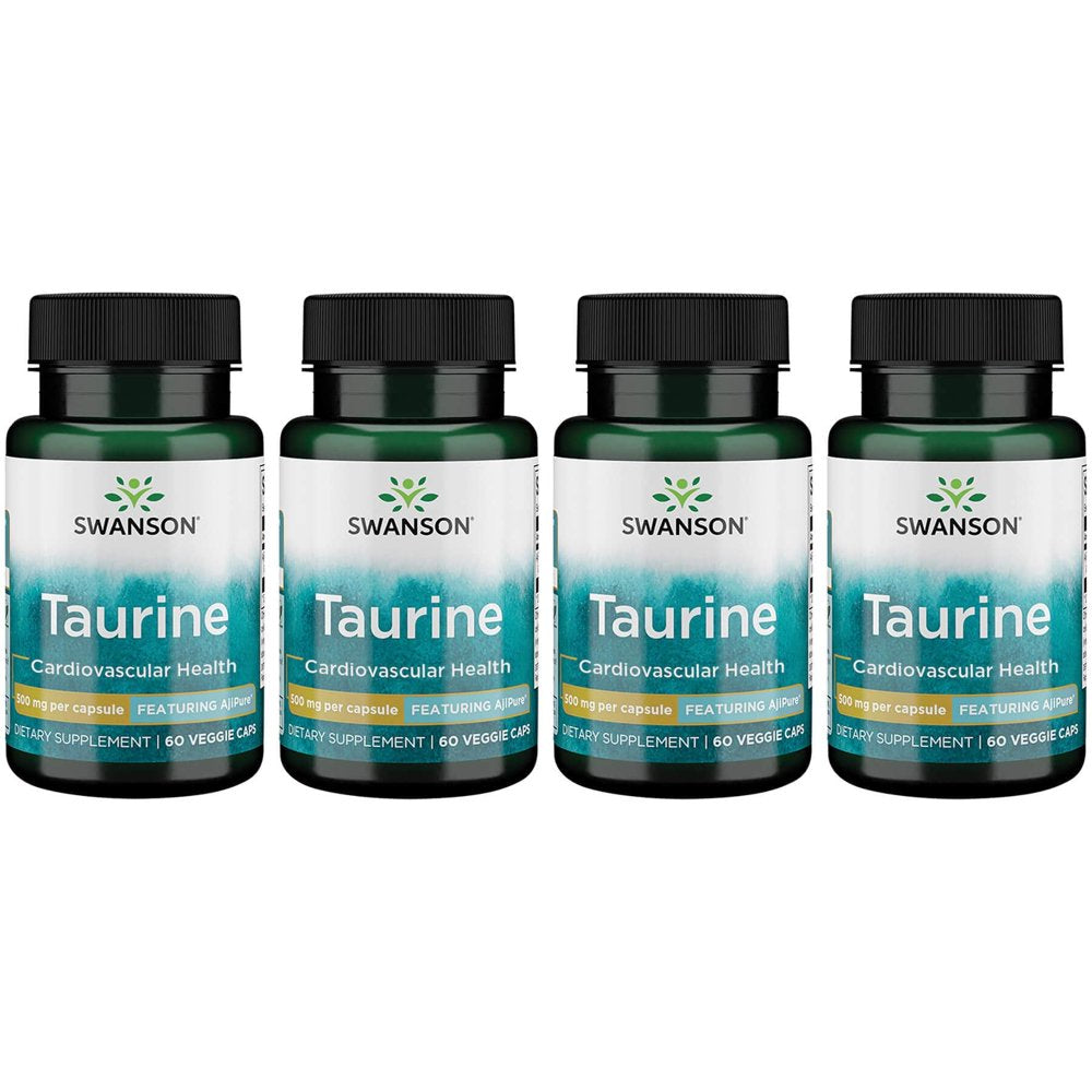 Swanson Taurine - Featuring Ajipure 500 Mg 60 Veg Caps 4 Pack