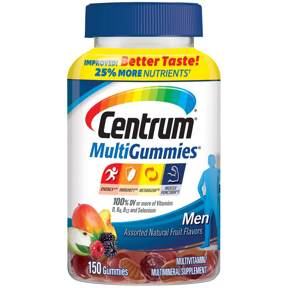 Centrum Multigummies Men'S Multivitamin Supplement Gummies, Fruit Flavors, 150 Ct