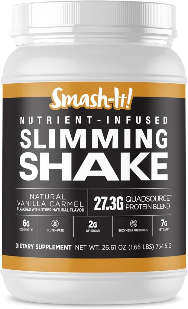 Primal Labs Smash-It Nutrient Infused Low Carb Protein Powder to Help Trim Down, Keto Meal Replacement Shake Powder, Gluten-Free Whey Protein Powder, Delicious Vanilla Flavor, 754.5G