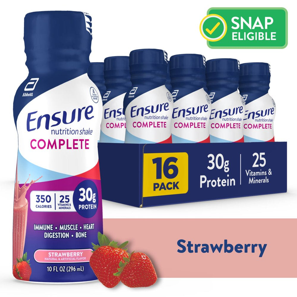 Ensure COMPLETE Nutrition Shake, 30G Protein, Strawberry, 10 Fl Oz, 16 Count