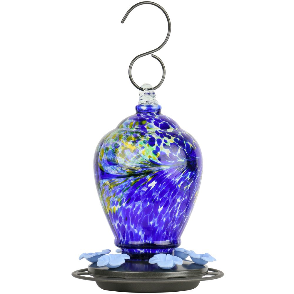 Nature'S Way Artisan Glass Gravity Hummingbird Feeder 28 Oz, Spring Rain
