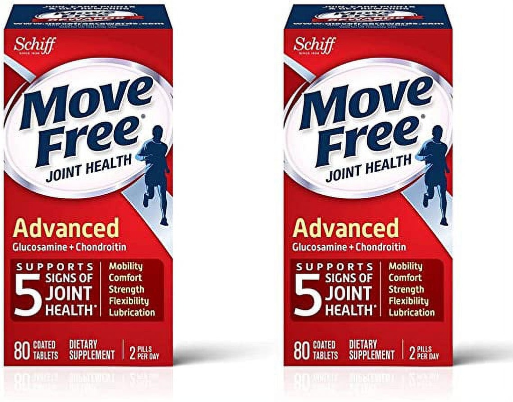Move Free Triple Strength Glucosamine Chondroitin and Hyaluronic Acid Joint Supplement, 80 Count (80 Count (Pack of 2))