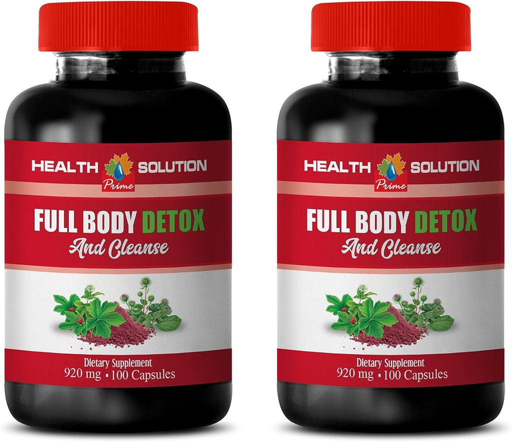 Liver Detox Supplements - FULL BODY DETOX and CLEANSE 920 MG - Milk Thistle Max Strength, Body Detox and Cleanse for Women, Body Detox Cleanse Energy Weight-Loss, Cleanse Detox Pills 2 Bott 200 Caps