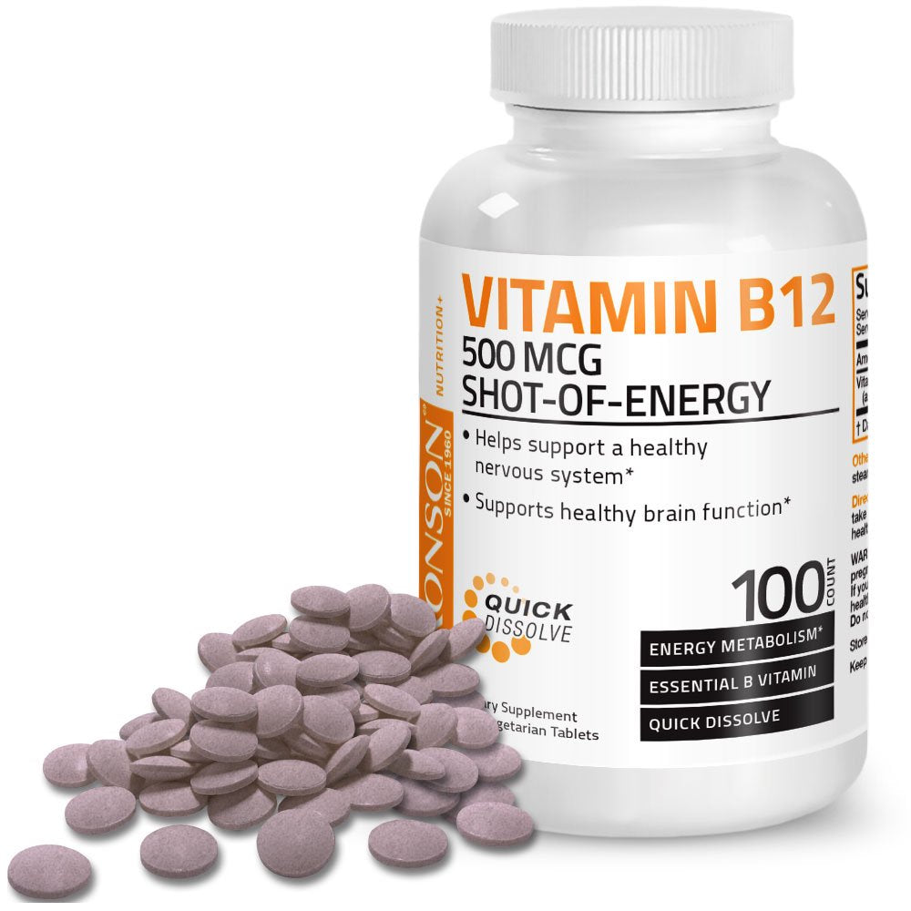 Bronson Quick Release Vitamin B-12 500 Mcg, 100 Tablets