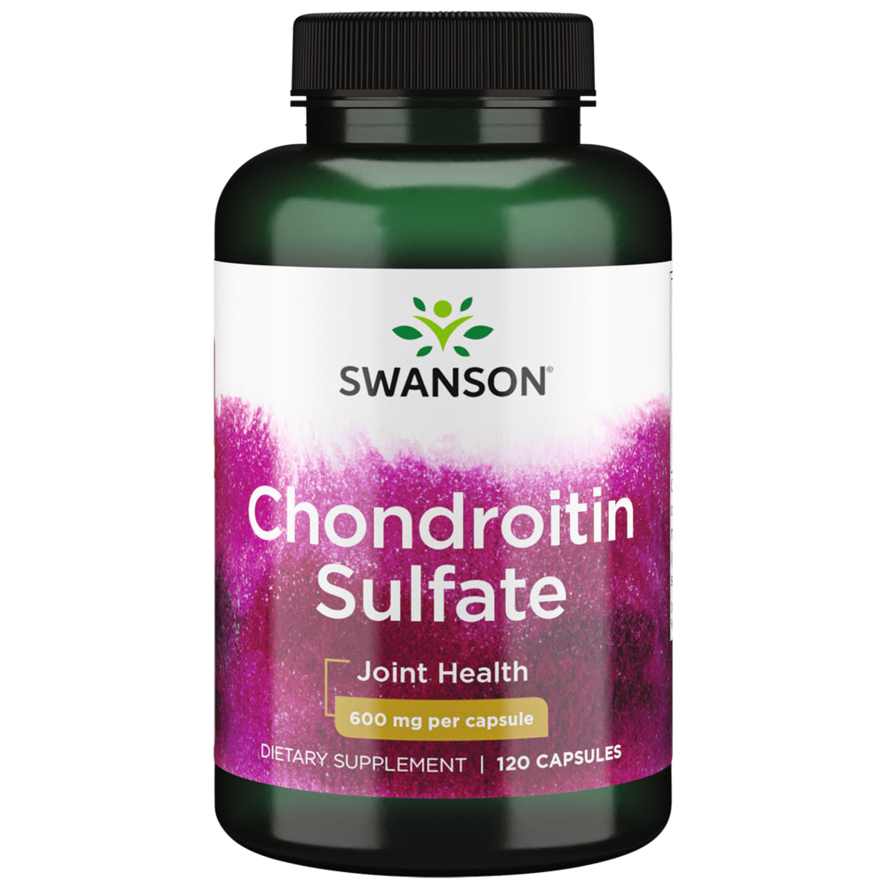 Swanson Chondroitin Sulfate - Natural Supplement Promoting Joint Health & Flexibility - Supports Cartilage Production & Maintenance - (120 Capsules, 600Mg Each)