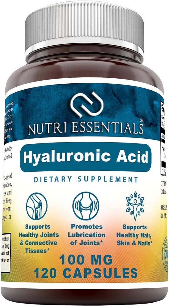 Nutri Essentials Hyaluronic Acid Dietary Supplement - 100 Mg 120 Capsules (Non-Gmo) - the Best Supplements for Joint Health, Skin Care & More*