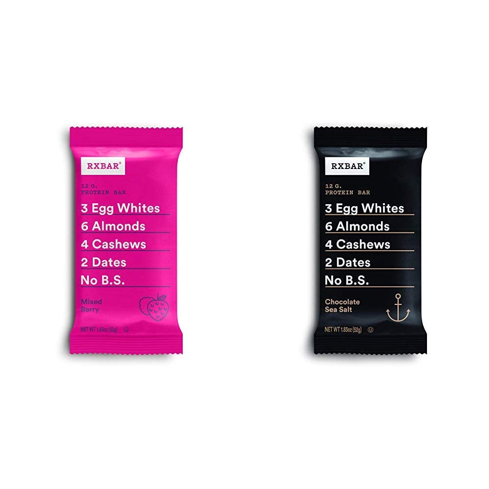 RXBAR, Mixed Berry, Protein Bar, 1.83 Ounce Breakfast Bar with Chocolate Sea Salt, Protein Bar, 1.83 Ounce (12 Count) Breakfast Bar, High Protein Snack