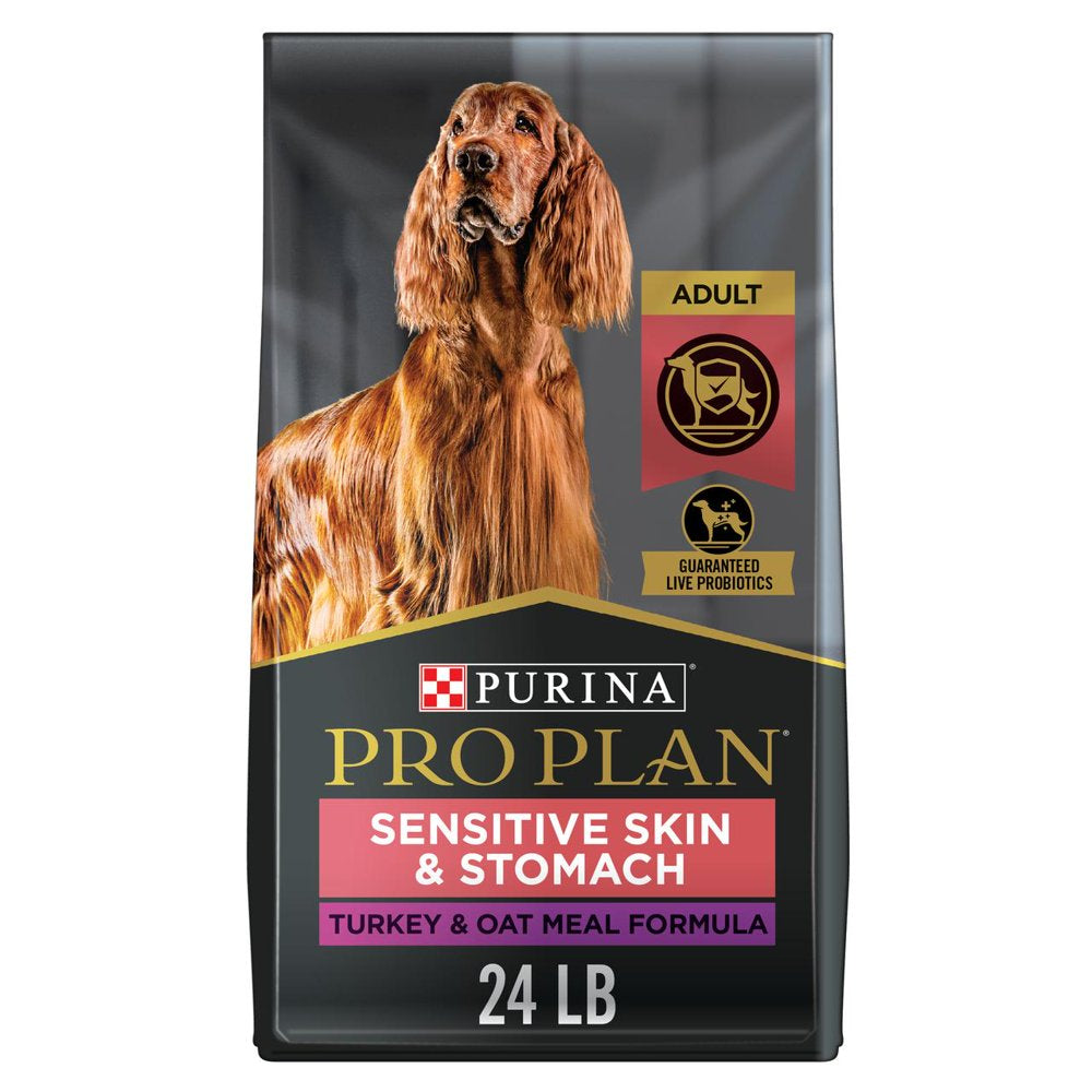 Purina Pro Plan Sensitive Skin and Stomach Dog Food with Probiotics for Dogs, Turkey & Oat Meal Formula, 24 Lb. Bag