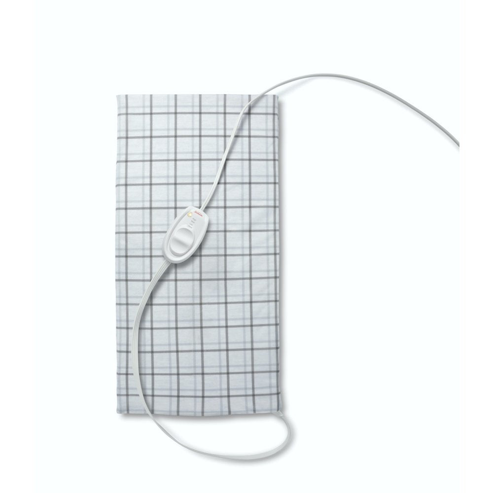 Sunbeam King Size Heating Pad for Relieving Arthritic Pain and Everyday Muscle Aches with Easy-To-Use Slide Controller Designed for Users with Arthritis, White Plaid