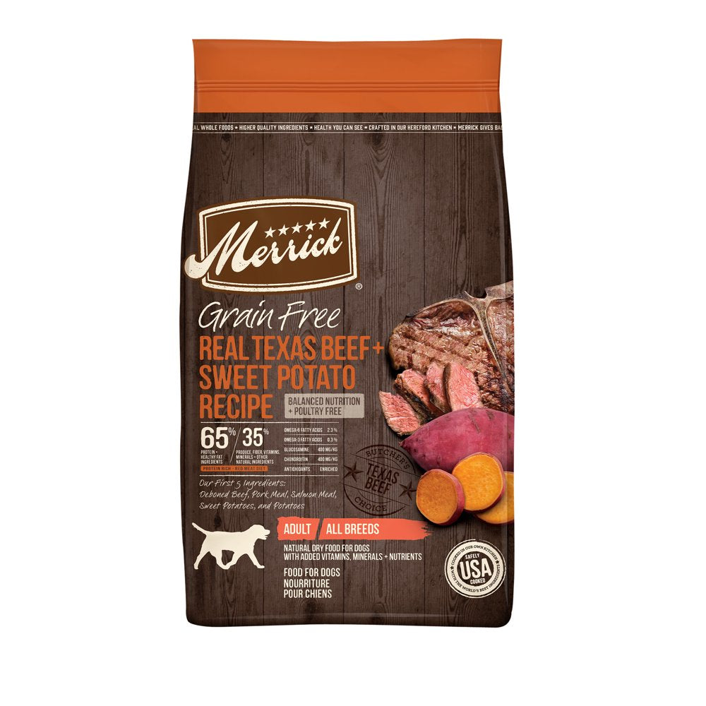 Merrick Real Texas Beef & Sweet Potato Dry Dog Food, Grain Free, 22 Lb Bag