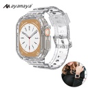 Band for Apple Watch with Case Crystal Cover for Iwatch Series 8 Ultra 49Mm Rugged Shockproof Sport Band for Apple Watch with Protective Cases, for Men and Women(Clear)