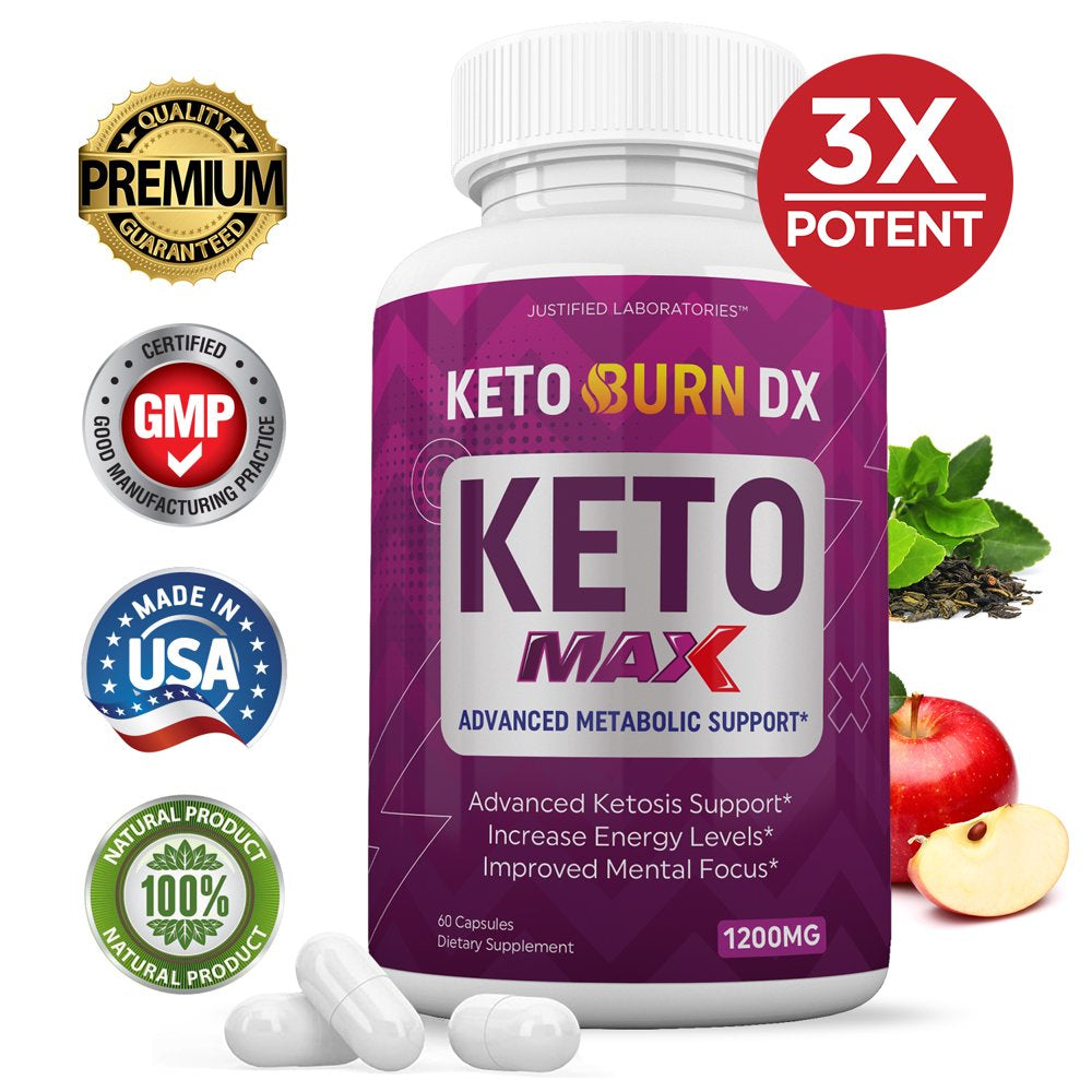 Keto Burn DX Max 1200MG Pills Includes Apple Cider Vinegar Gobhb Strong Exogenous Ketones Advanced Ketogenic Supplement Ketosis Support for Men Women 60 Capsules