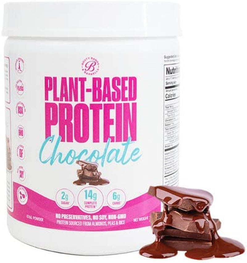 Booty Bands & Barbells Protein Powder 100% Plant Based 17 Oz Vegan Protein Powder Chocolate Delicious Organic Protein Powder for Women Helping Build Muscle, Metabolism, & Immunity with 14G of Protein