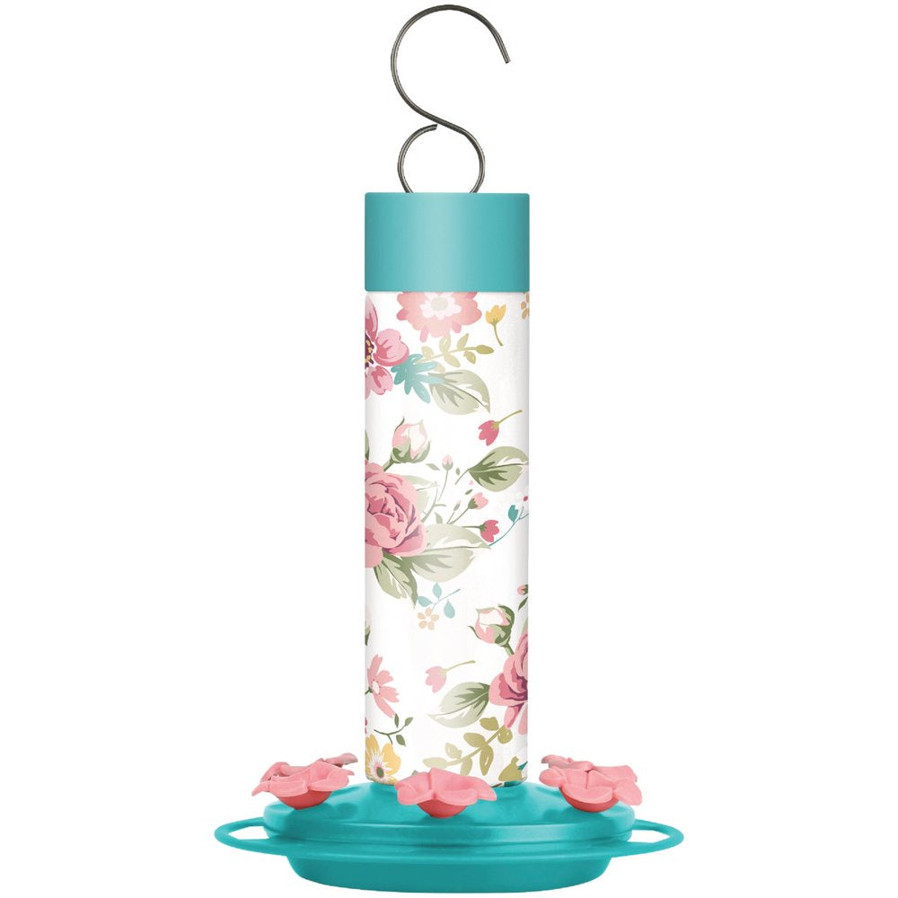 Nature'S Way 20 Oz. Glass Charming Peony Decorative Hummingbird Feeder DGHF2