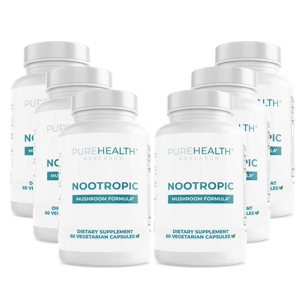 Nootropic Mushroom Formula with Bacopa Monnieri, 6 Bottles