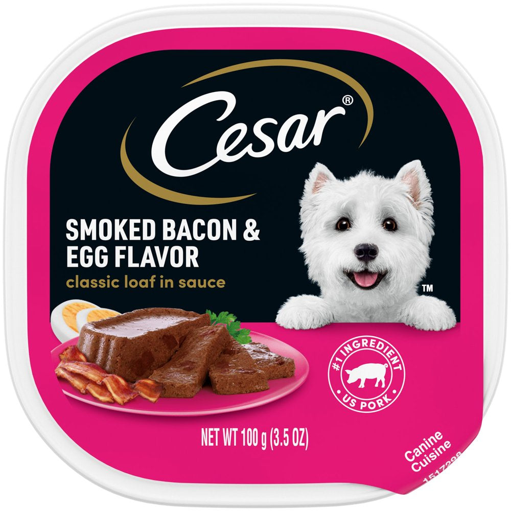 Cesar Classic Loaf in Sauce Smoked Bacon and Egg Flavor Wet Dog Food, 3.5 Oz Tray