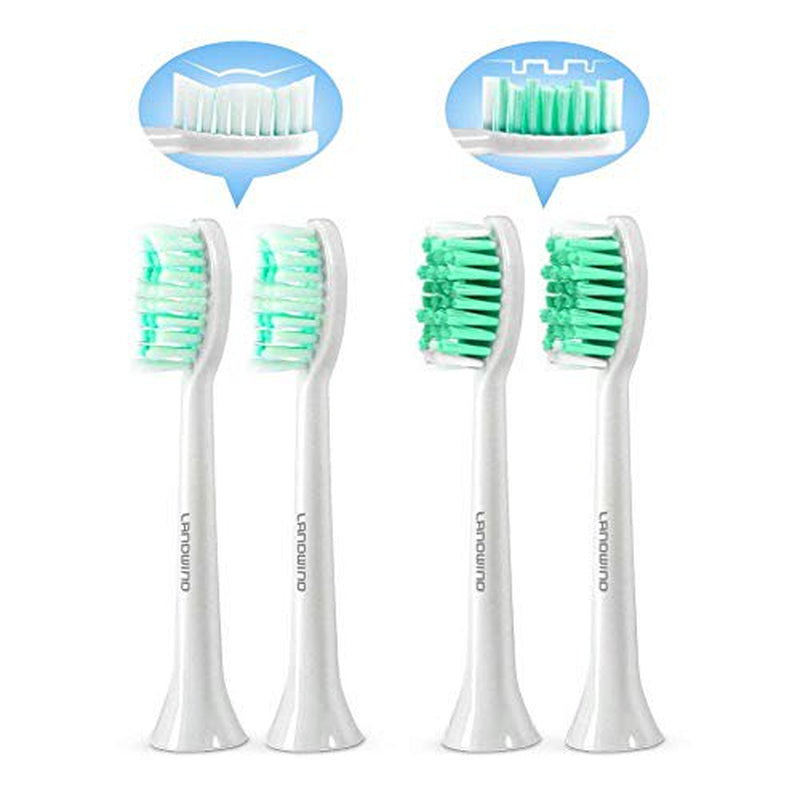 LANDWIND Replacement Toothbrush Heads, Fit Sensitive Gums and Teeth, Dupont Nylon Harmless for LANDWIND Sonic Electric Toothbrush, 2 Pro+2 Comfy Electric Toothbrush Heads -4 Pack (White)