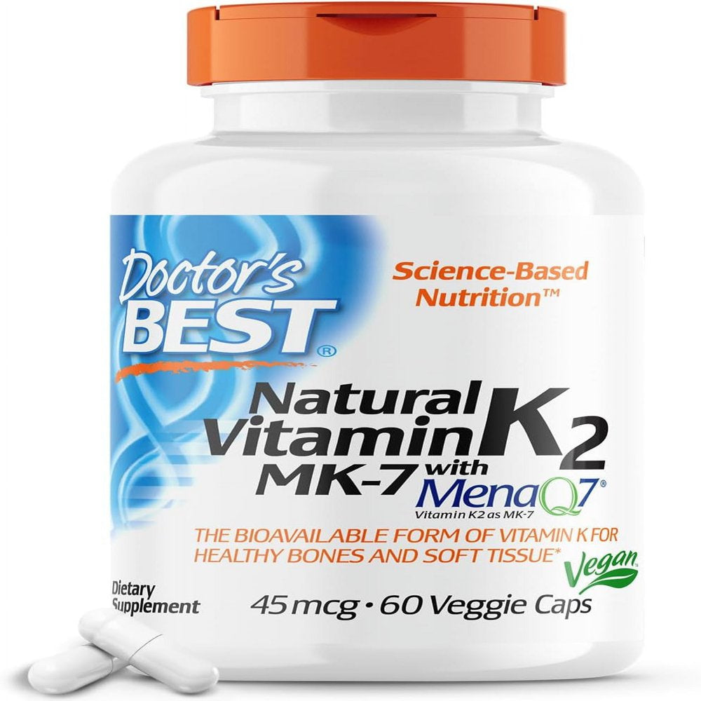Doctor'S Best Natural Vitamin K2 MK-7 with Menaq7 White No Flavor, 60 Count Unflavored 60VC