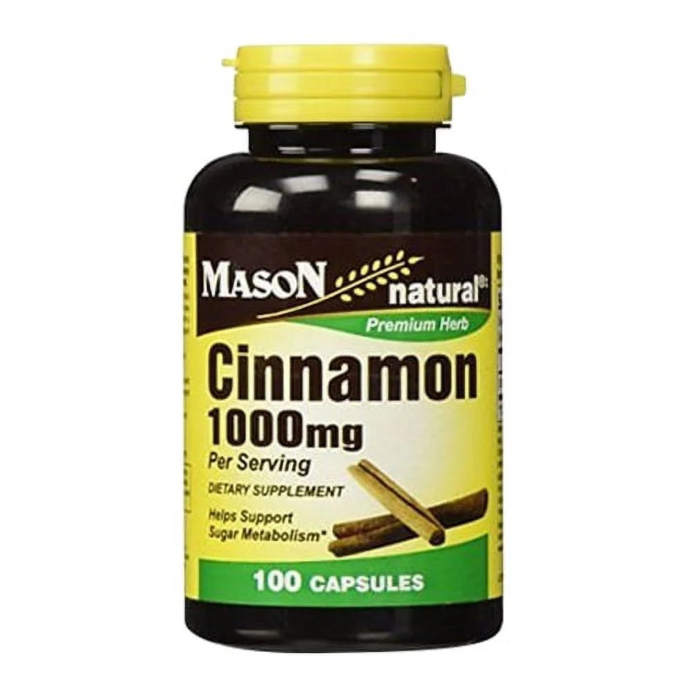 Cinnamon 1000 Mg Natural Dietary Supplement Capsules by Mason - 100 Ea, 3 Pack