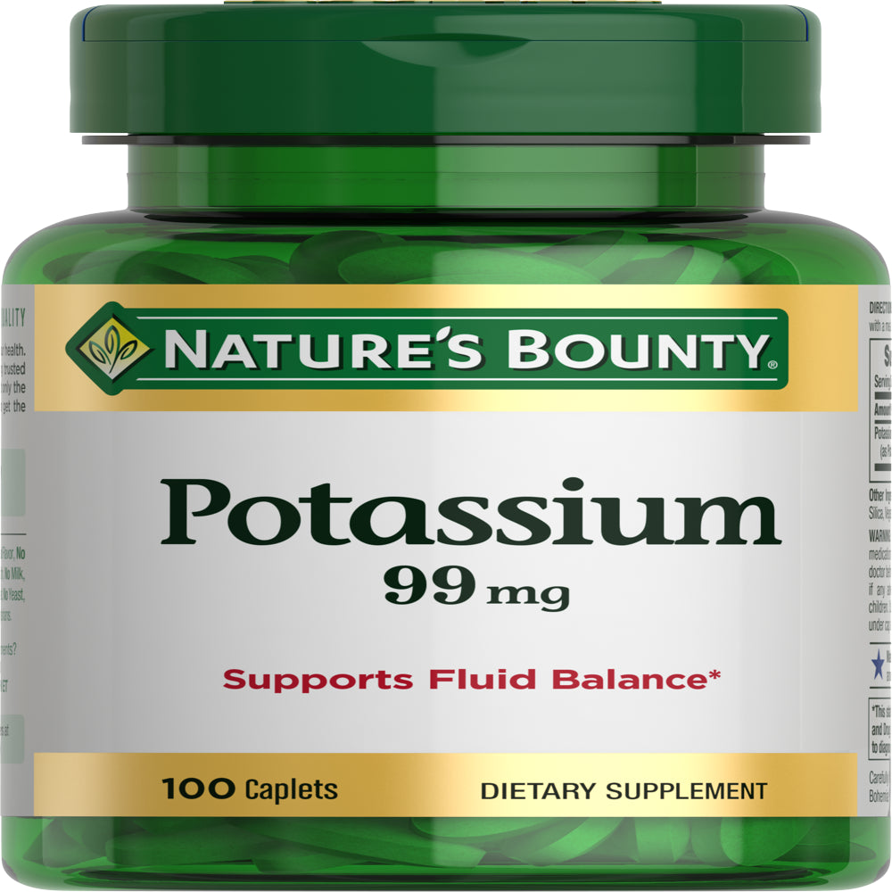 Nature'S Bounty Potassium Gluconate 99 Mg Caplets for Fluid Balance Support, 100 Ct