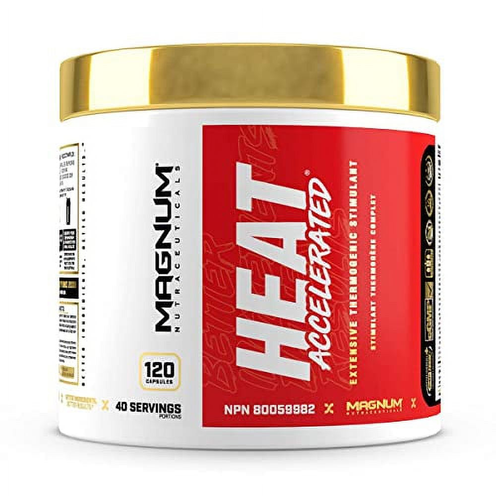 Magnum Nutraceuticals Heat Accelerated - 120 Capsules - Thermogenic Fat Burner - High Stimulant - Maximum Energy & Focus - Accelerated Metabolism - All Natural, Red (MN-HEATA-1201)