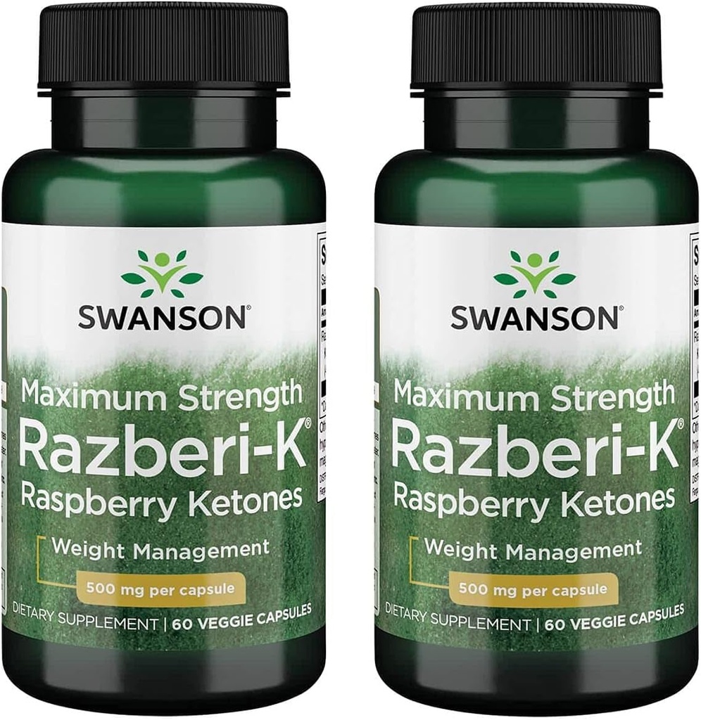 Swanson Maximum Strength Razberi-K 500 Milligrams 60 Veg Capsules (2 Pack)