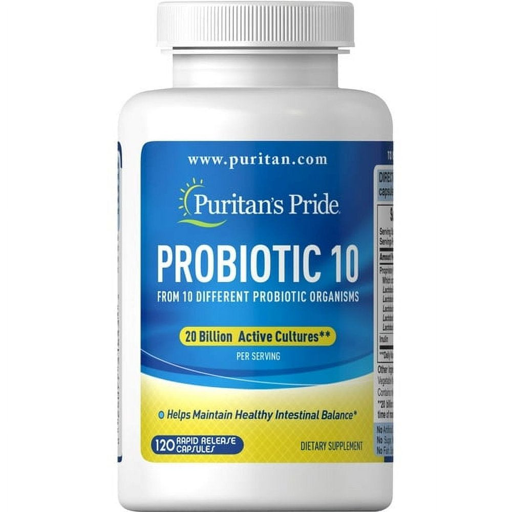 Puritan'S Pride Probiotic 10 (20 Billion Active Cultures) 120 Capsules