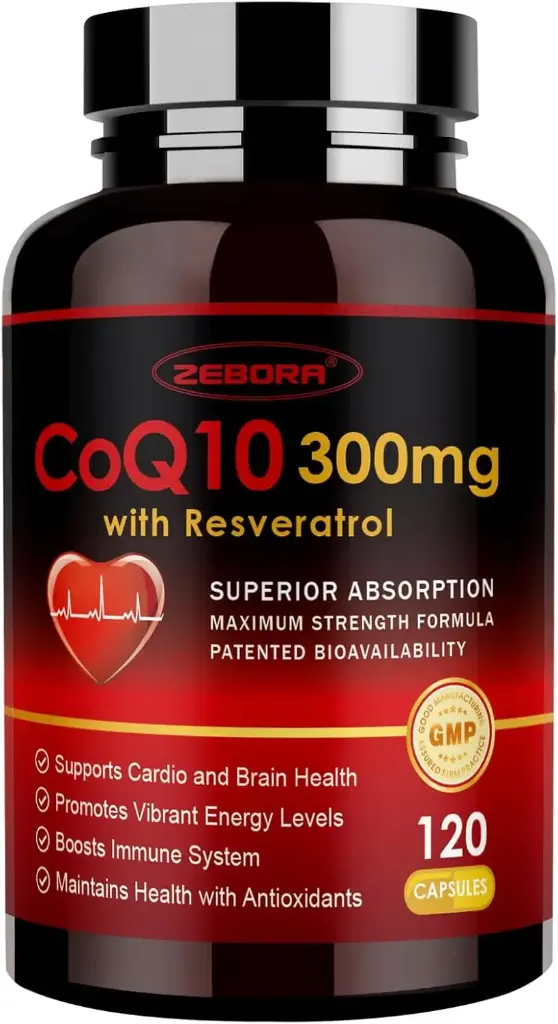 Natural Coenzyme Q10 Antioxidant Supplement 300Mg for Heart, Brain, Immunity & Liver Support - 120 Capsules