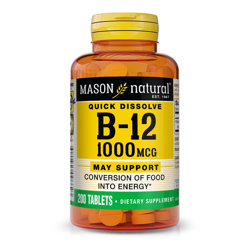Mason Natural Vitamin B12 1000 Mcg - Conversion of Food into Energy, 200 Tablets