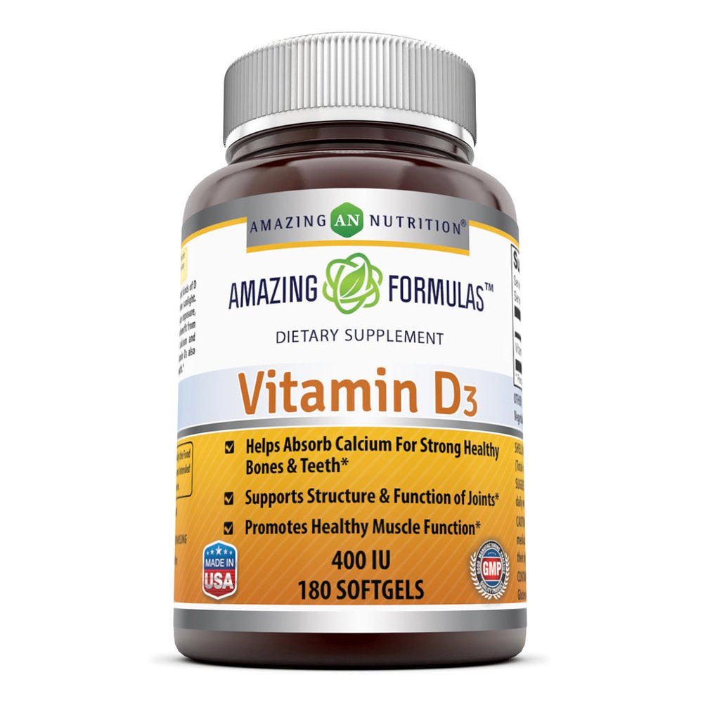 Amazing Formulas Vitamin D3 400 IU 180 Softgels | Nutrihub CA
