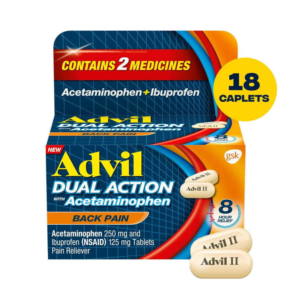 Advil Dual Action Back Pain Caplets - 18 Count