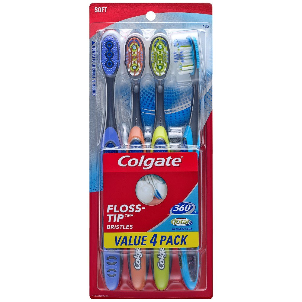 Colgate 360 Total Advanced Floss-Tip Manual Toothbrush with Tongue and ...