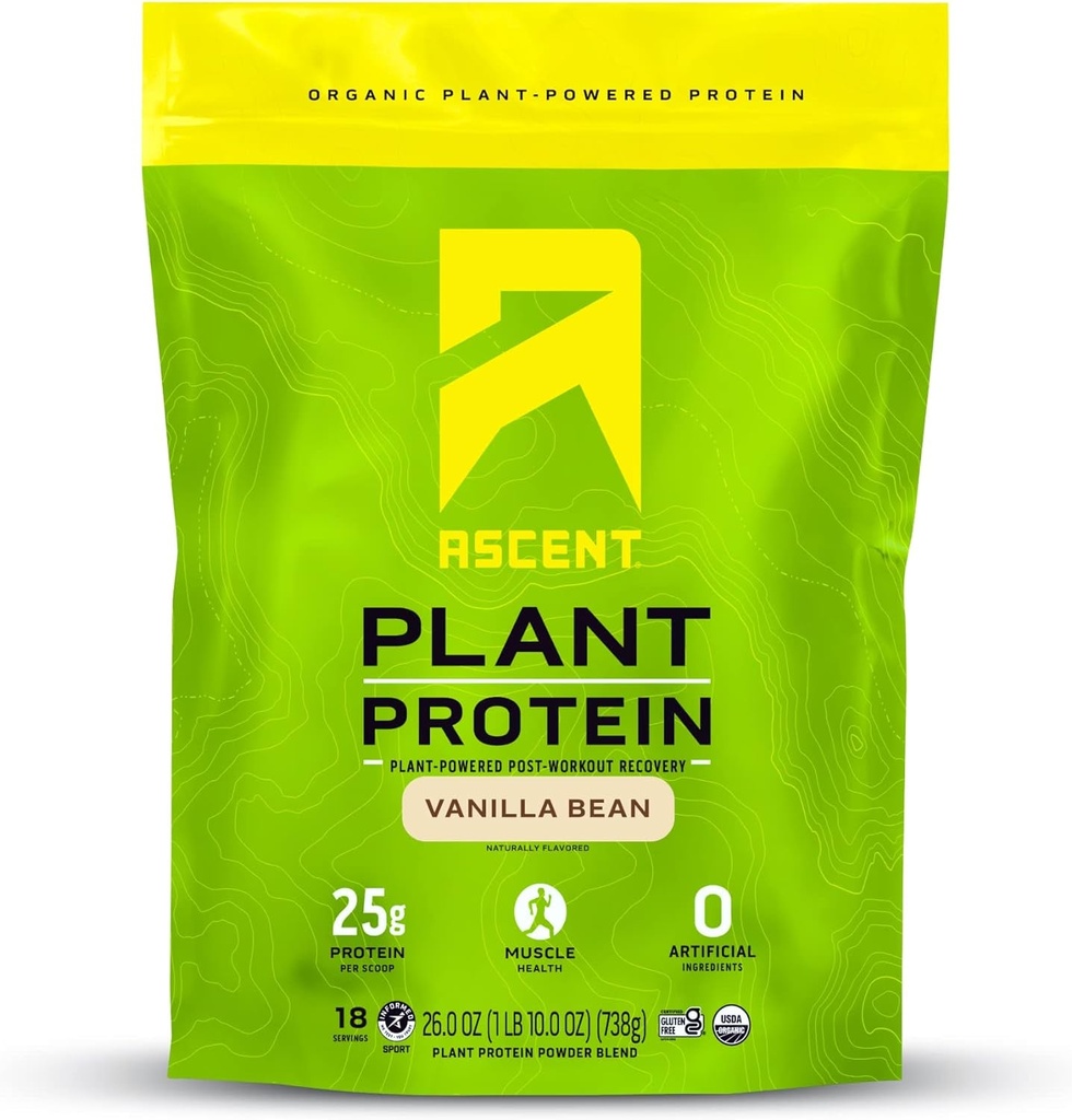 Ascent Vegan Protein Powder - Vanilla, 20 Servings