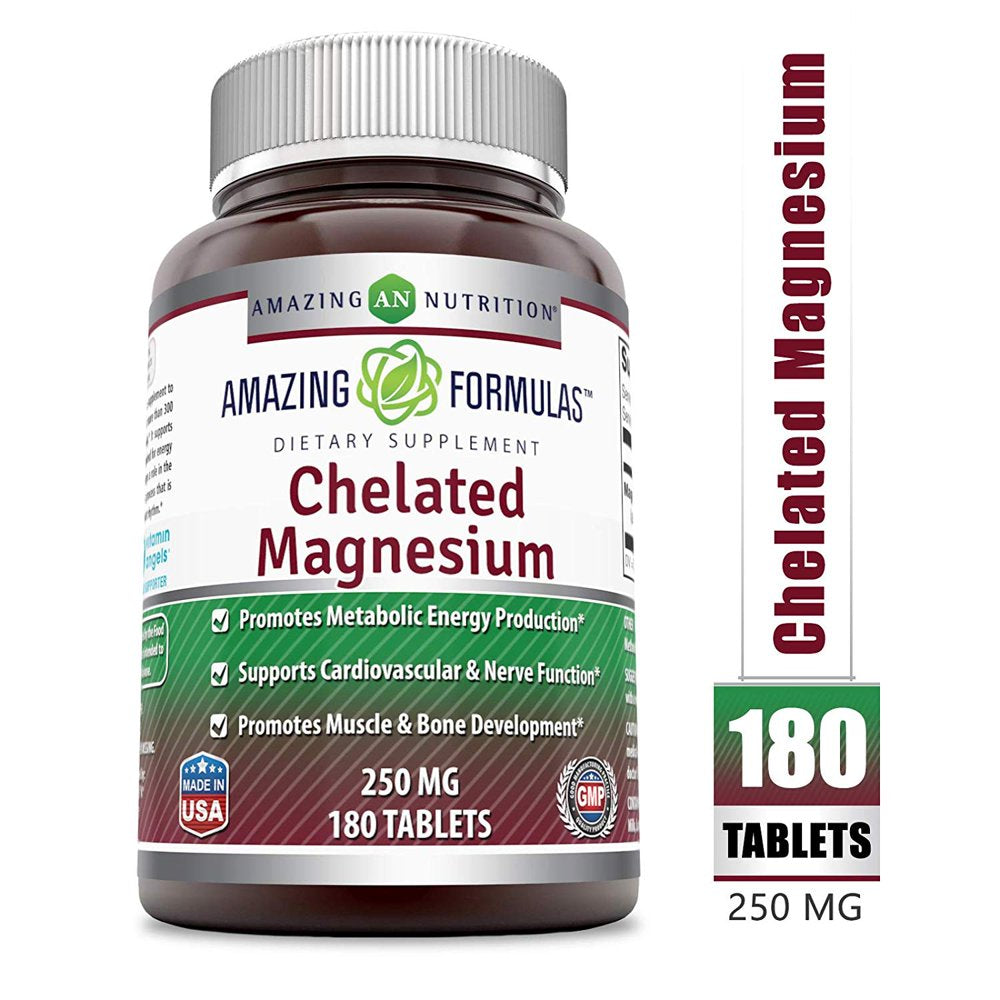 Chelated Magnesium 250mg - 180 Tablets | Amazing Formulas