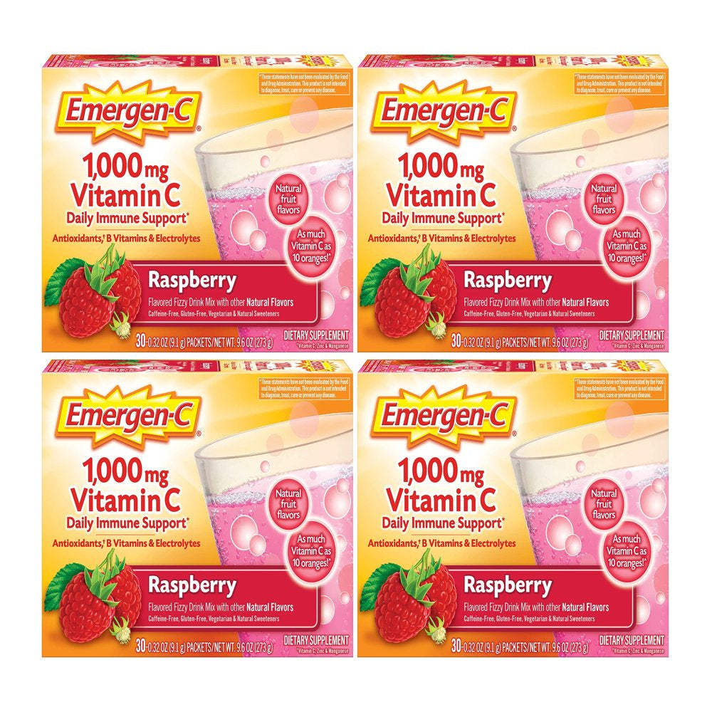 Emergen-C Raspberry Vitamin C - 30 Packets x 4
