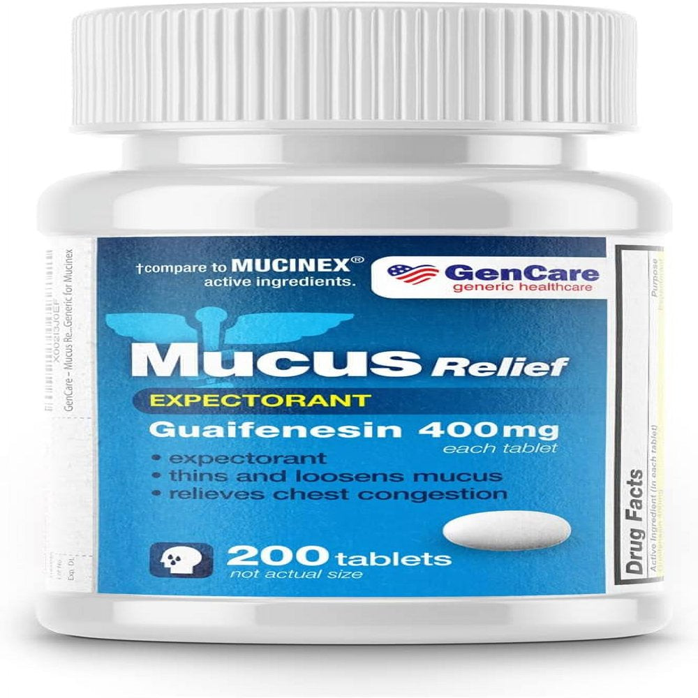 Gencare Mucus Relief - Guaifenesin 400mg (200 Tablets)