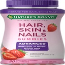 Nature'S Bounty Advanced Hair, Skin and Nails Strawberry Gummies, 6000Mcg Biotin, 90 Ct.